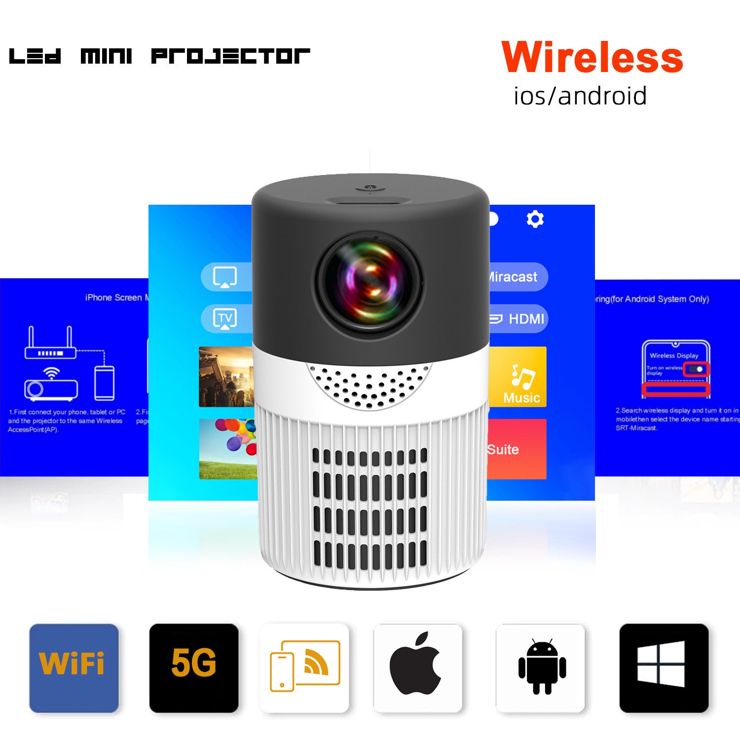ZYVEXA Compact Wireless Projector
