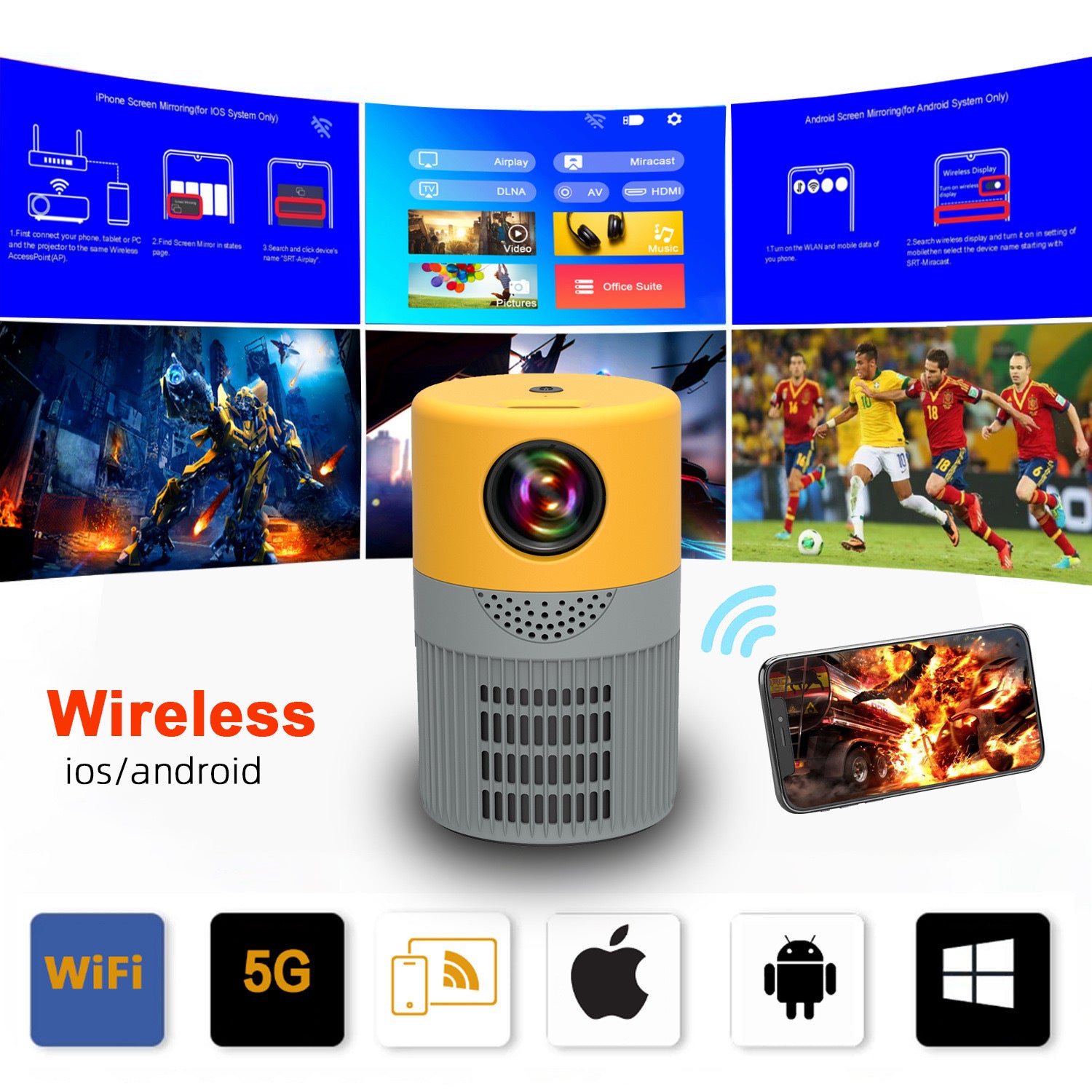 ZYVEXA Compact Wireless Projector